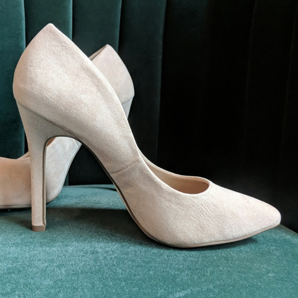 Nude Faux Suede Heels